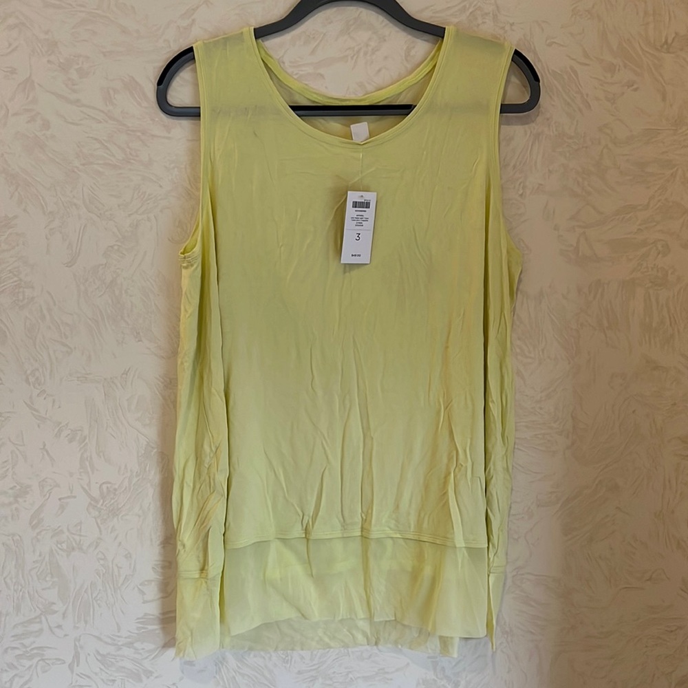 Chico's Mia Mesh Hem Tank in Bright Yellow Citron Size 3/XL